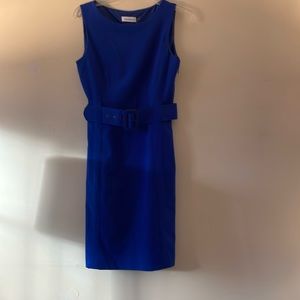 Calvin Klein Blue Belted Business Sheath Dress